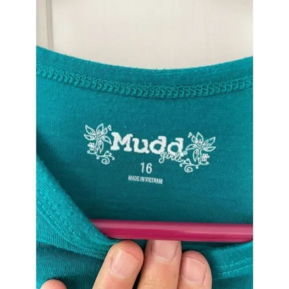 Mudd teal w/gold elephant graphic long sleeve top 16 - Picture 2 of 4